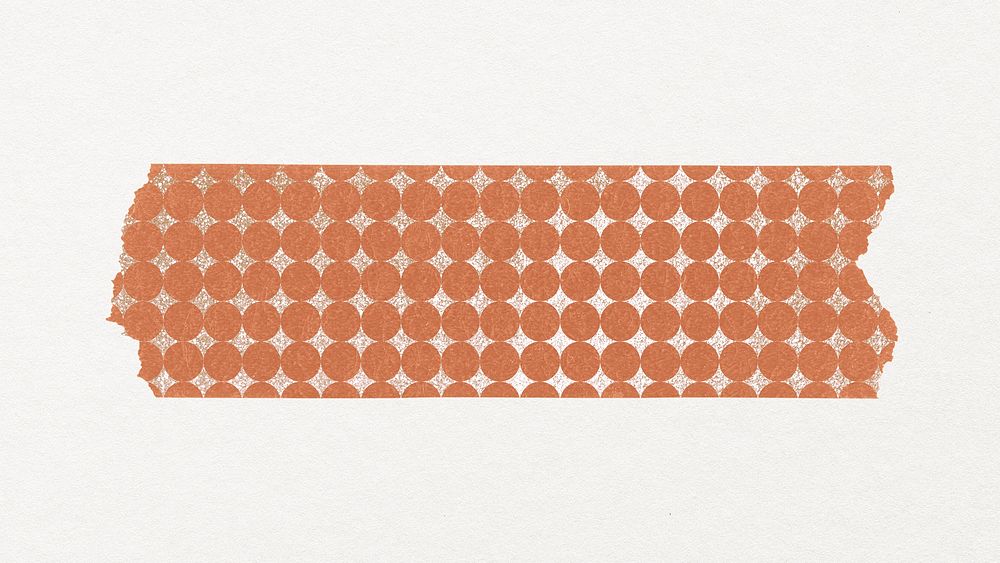 Washi tape collage element, orange zig-zag pattern design psd