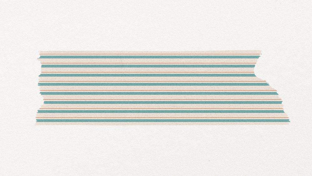 Pattern washi tape collage element, green stripes design psd
