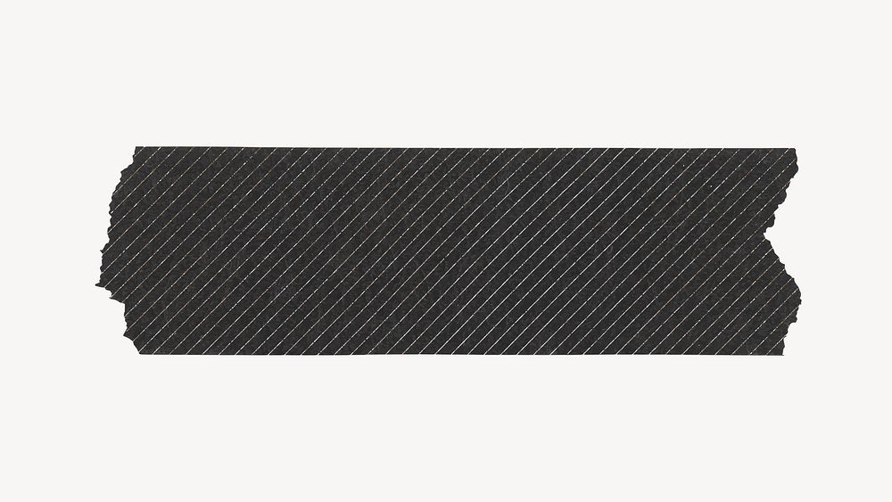 Black washi tape sticker, striped pattern collage element vector