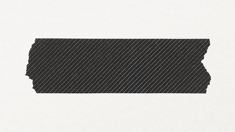 Black washi tape sticker, striped pattern collage element psd