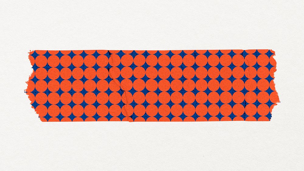 Washi tape collage element, red geometric pattern design psd