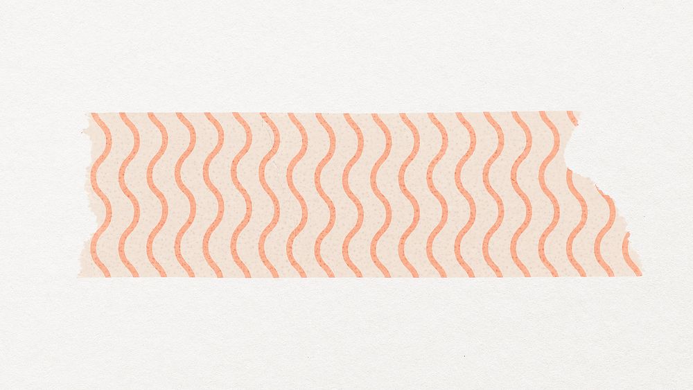 Washi tape collage element, pink wave pattern design vector