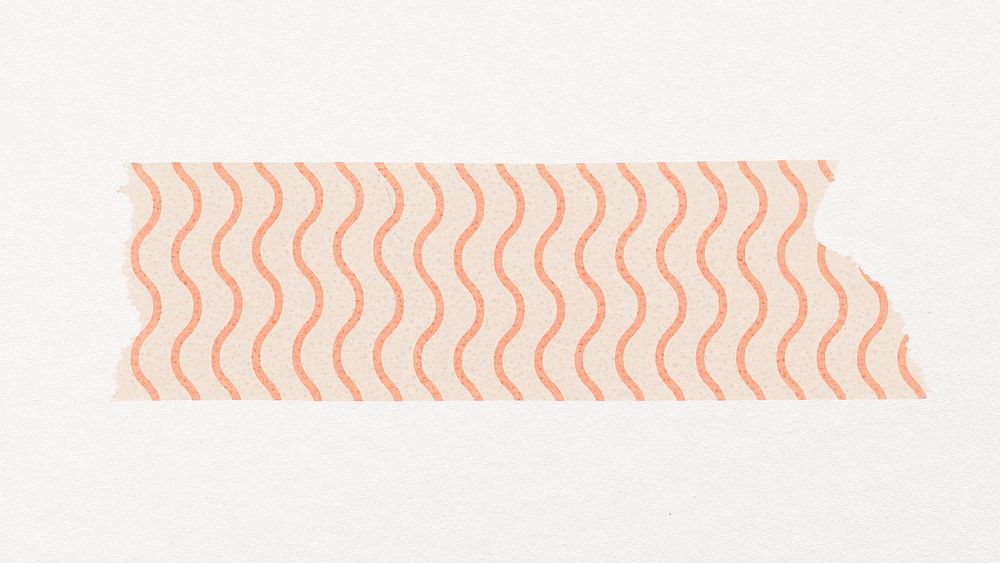 Washi tape collage element, pink wave pattern design psd