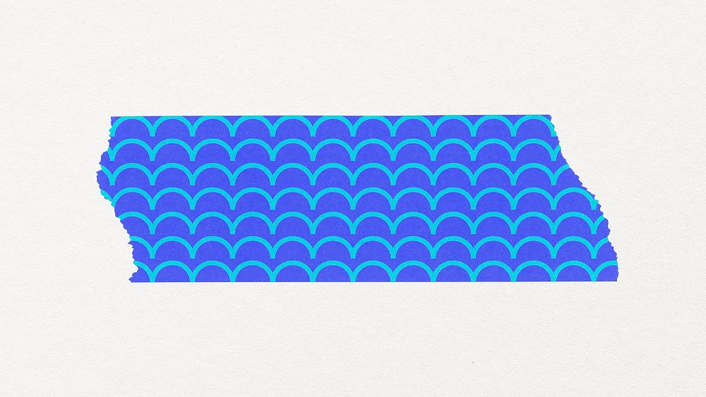 Washi tape collage element, blue abstract pattern design psd