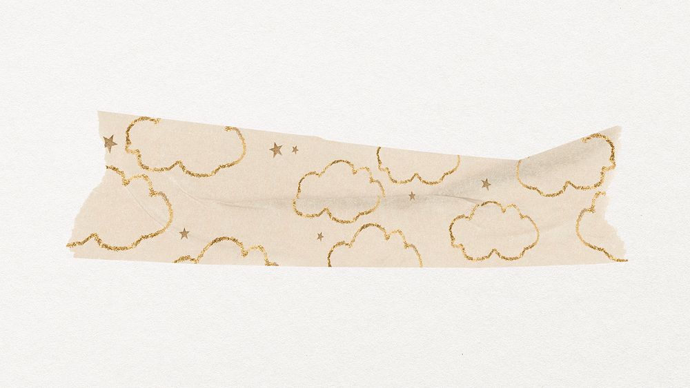 Cloud washi tape clipart, cute beige weather pattern psd