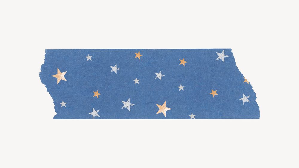 Star pattern washi tape sticker, blue cute collage element vector
