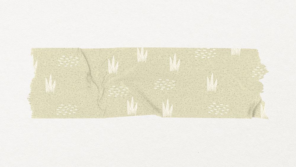 Botanical pattern washi tape sticker, green collage element psd