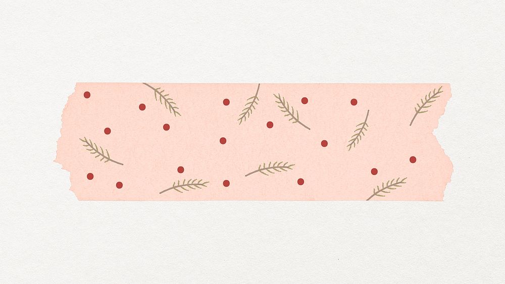 Christmas pattern washi tape sticker, pink festive collage element psd
