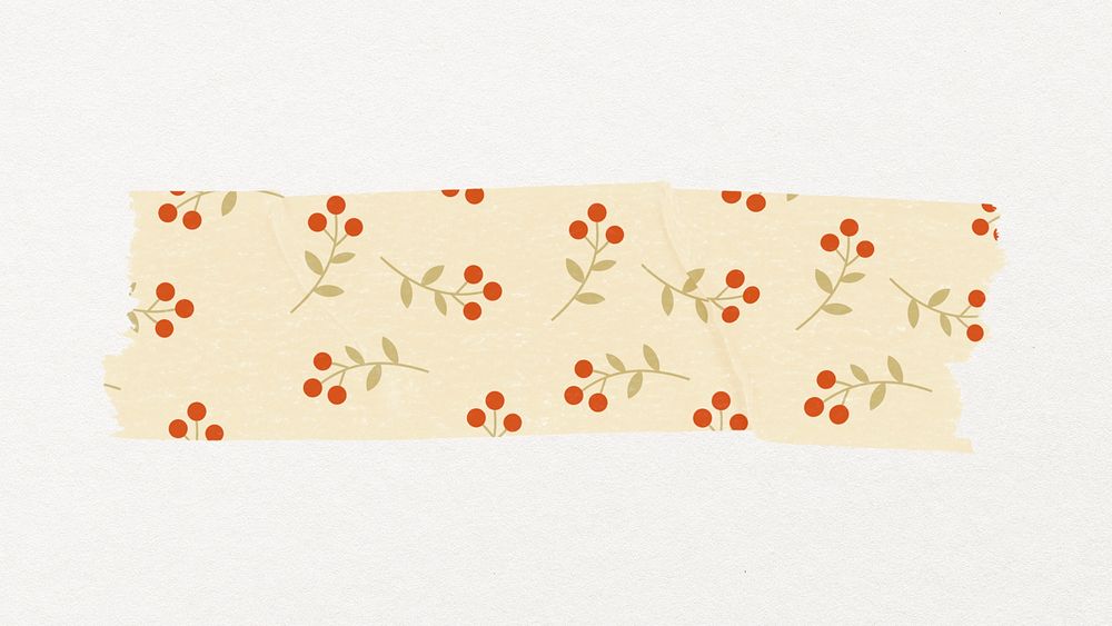 Floral pattern washi tape sticker, Christmas collage element psd