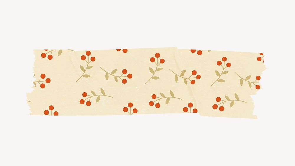 Floral pattern washi tape sticker, Christmas collage element vector