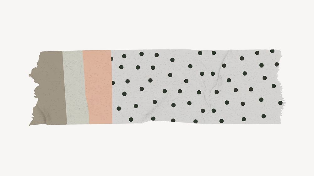 Cute washi tape collage element, beige polka dot pattern design vector