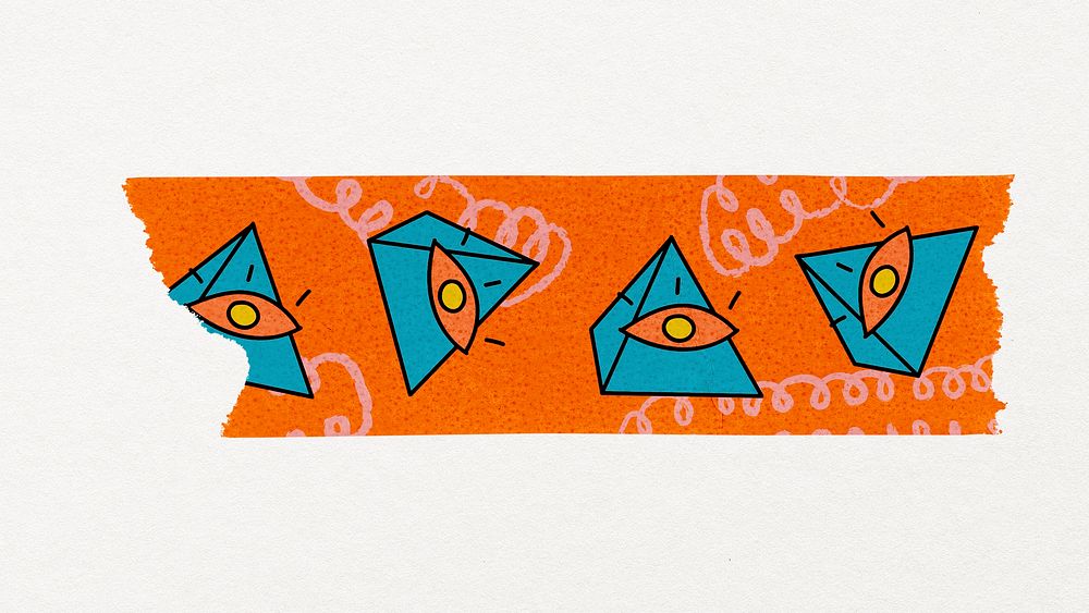 Pyramid washi tape clipart, abstract pattern design for kids psd