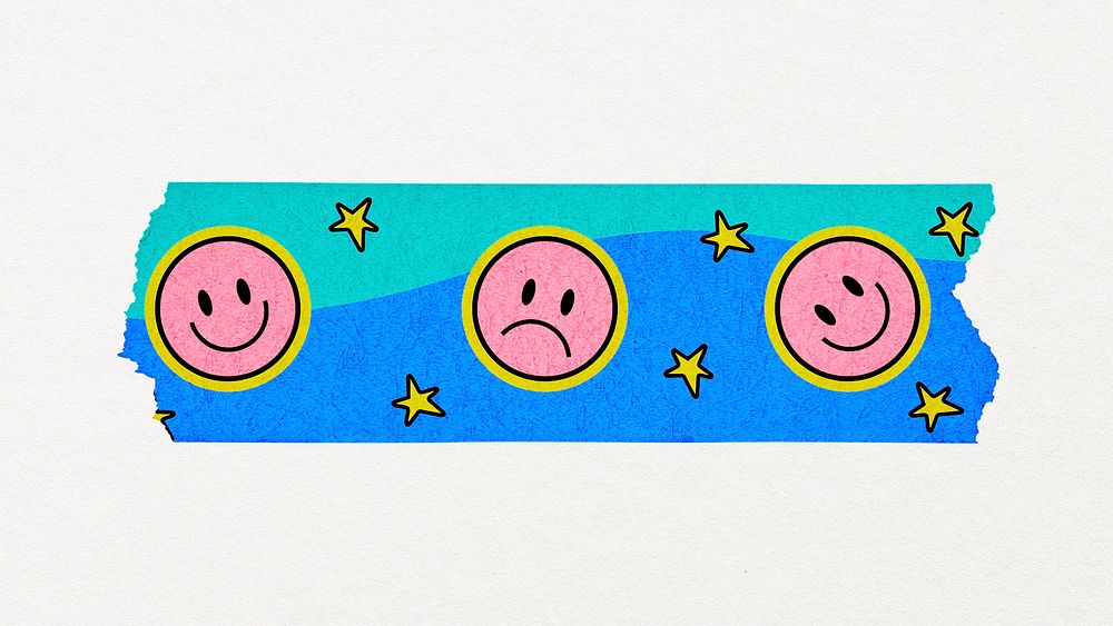 Colorful washi tape sticker, fun design for kids psd