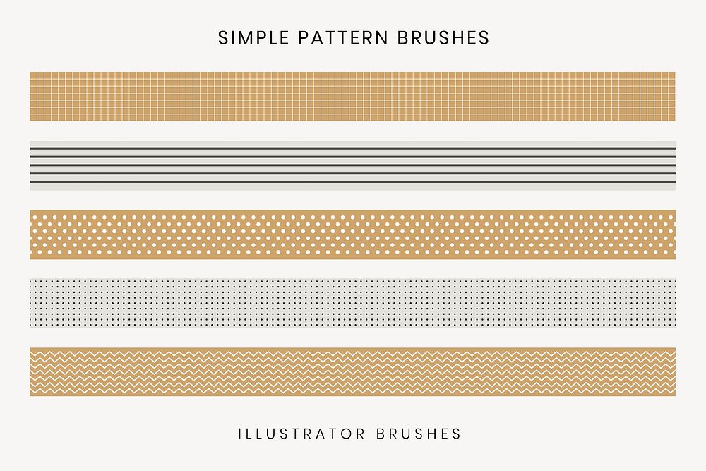 Simple pattern brush, seamless brown vector set, compatible with AI