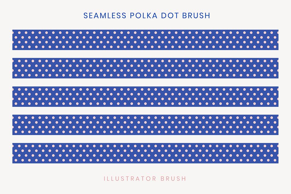 Seamless polka dot pattern brush, blue design vector, compatible with AI