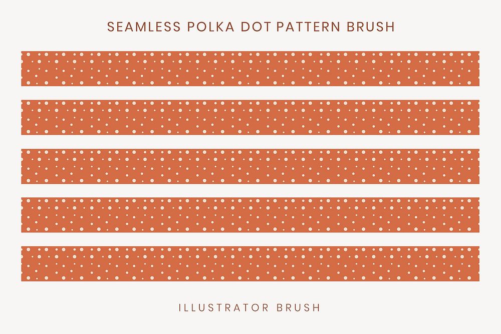 Seamless polka dot pattern brush, orange design vector, compatible with AI