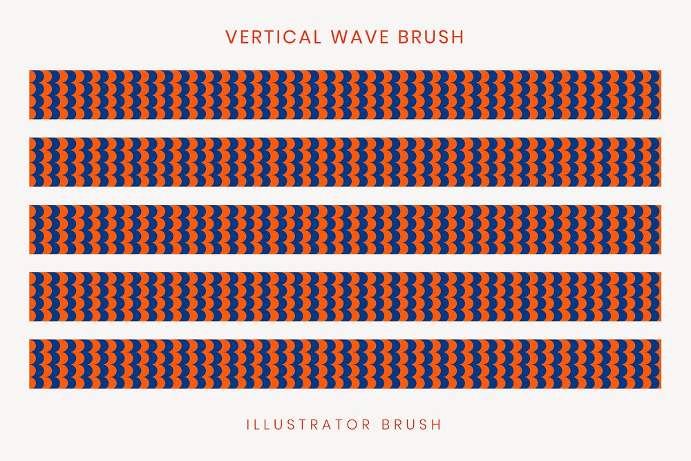 Vertical wave pattern brush, seamless orange design vector, compatible with AI