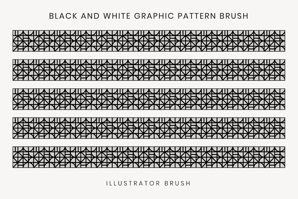 Black abstract pattern brush, geometric vector, compatible with AI