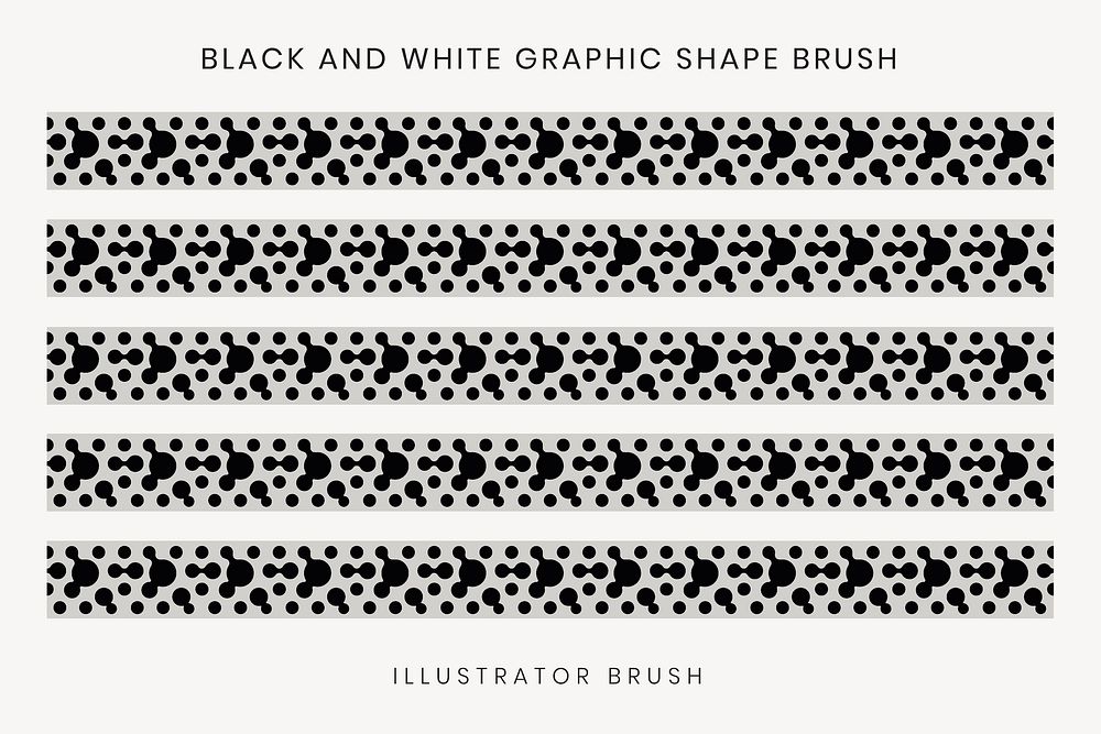 Retro pattern brush, abstract black and white vector, compatible with AI