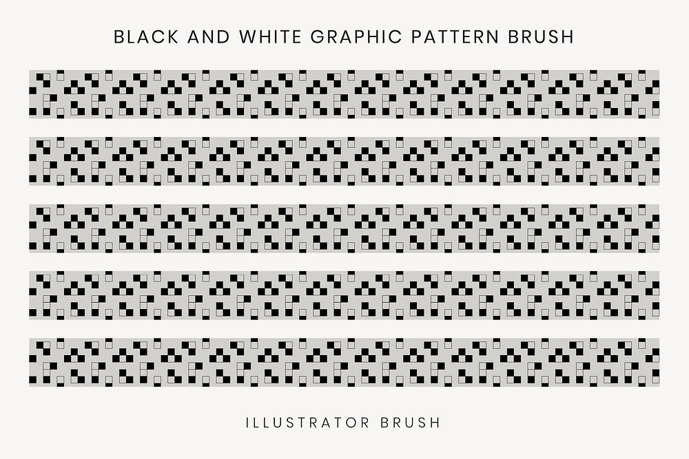 Black abstract pattern brush, geometric vector, compatible with AI