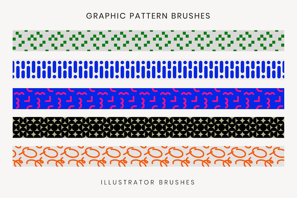 Retro pattern brush, abstract colorful vector set, compatible with AI