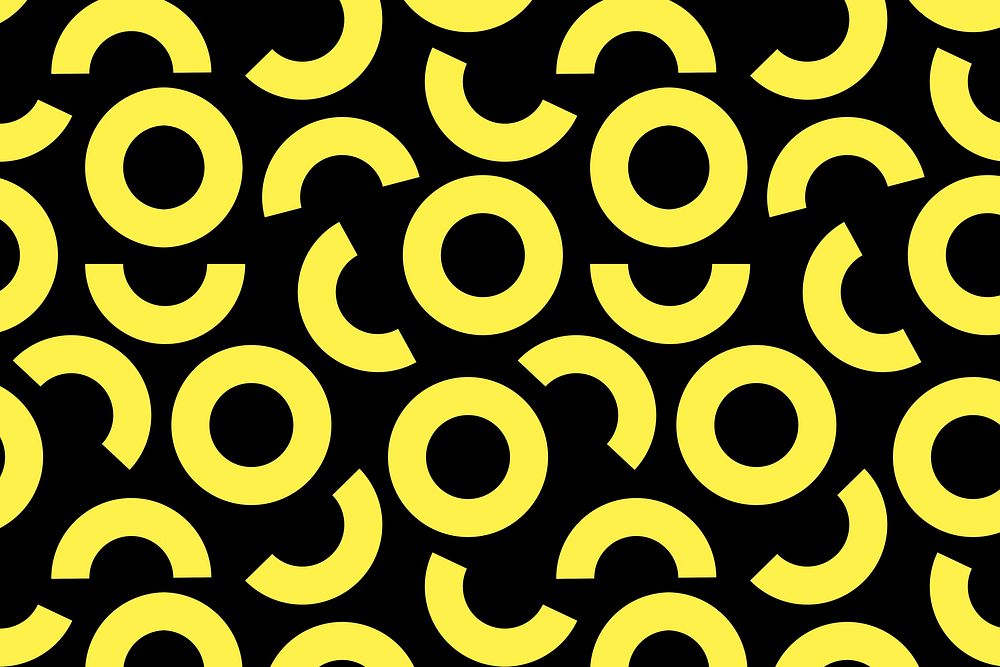 Yellow abstract pattern background, geometric black psd