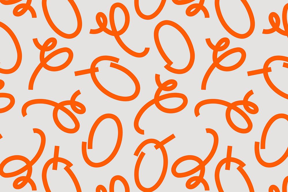 Cute doodle pattern background, abstract orange psd