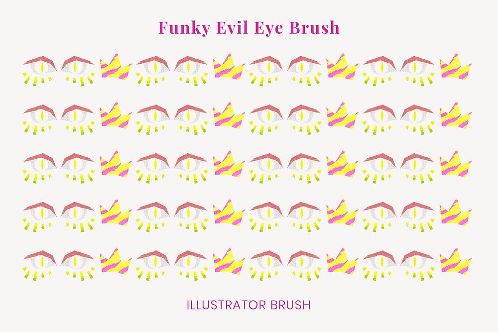 Funky eye brush pattern, cartoon graphic vector, compatible with AI