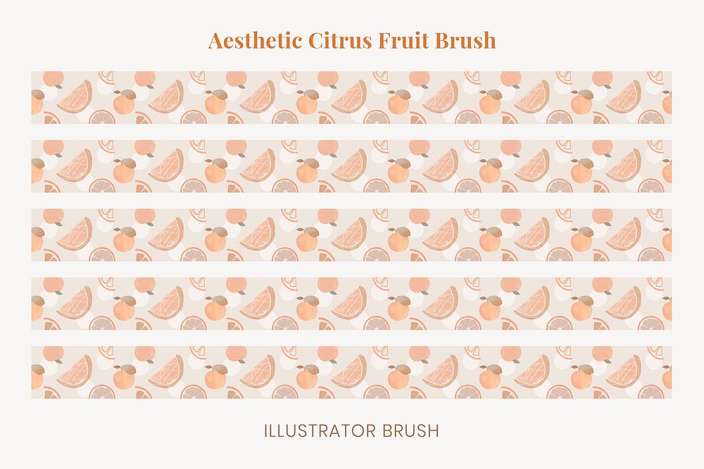 Aesthetic fruit pattern brush, strawberry and grapefruit vector, compatible with AI