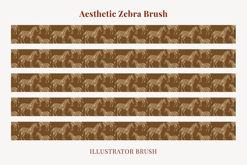 Zebra animal pattern brush, animal print vector, compatible with AI