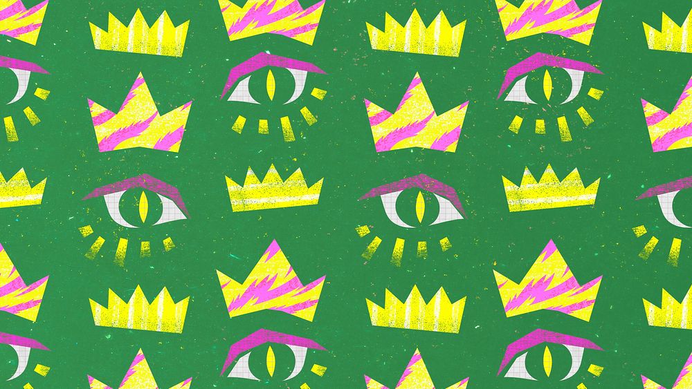 Funky eye pattern desktop wallpaper, green abstract design
