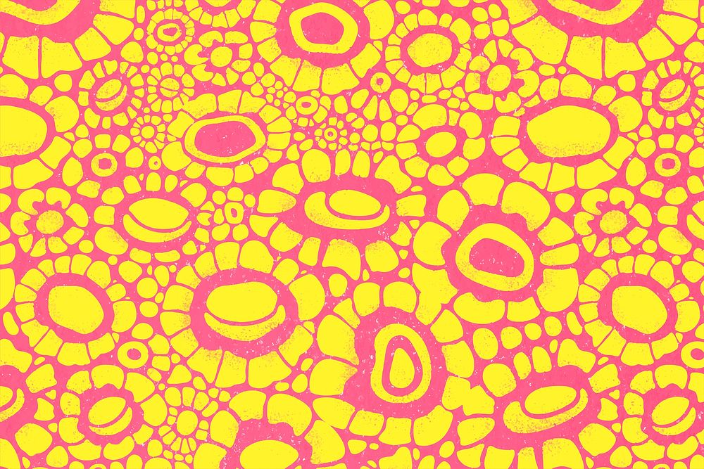 African floral pattern background, pink and yellow design vector