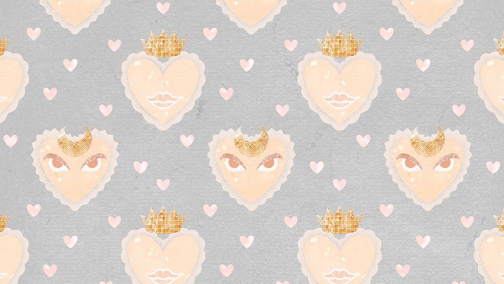 Blue heart pattern desktop wallpaper, cute pastel design