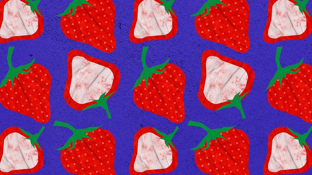 Strawberry fruit desktop wallpaper, kidcore pattern in red