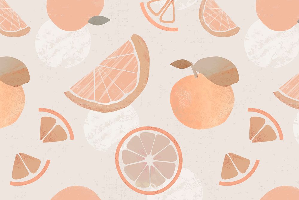 Pastel grapefruit background, fruit pattern with texture vector