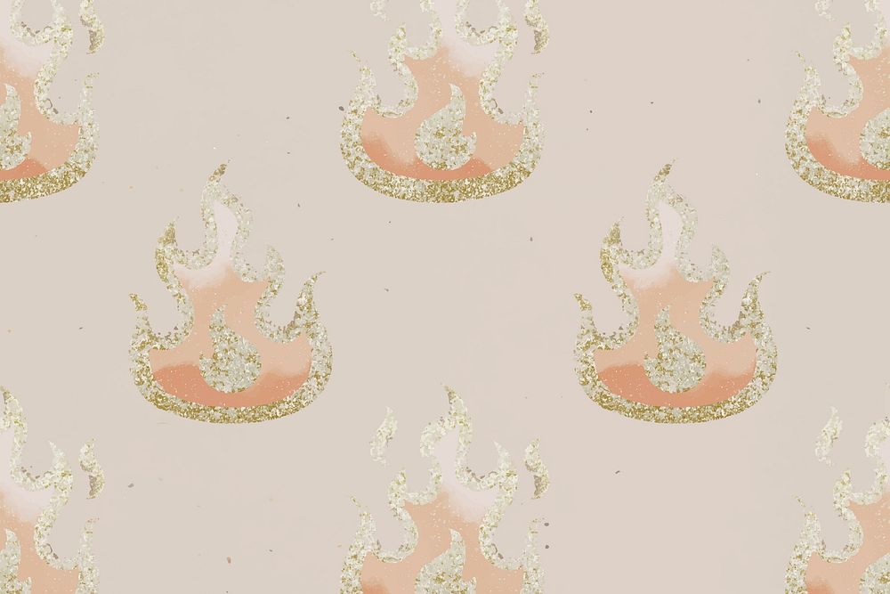 Glitter flame background, cute pattern design vector