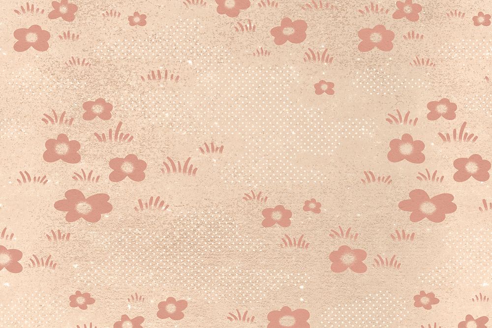 Pink floral pattern background, cute pastel design