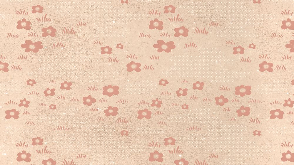 Pink floral pattern desktop wallpaper, cute pastel design