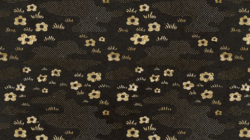 Golden flower pattern HD wallpaper, cute aesthetic