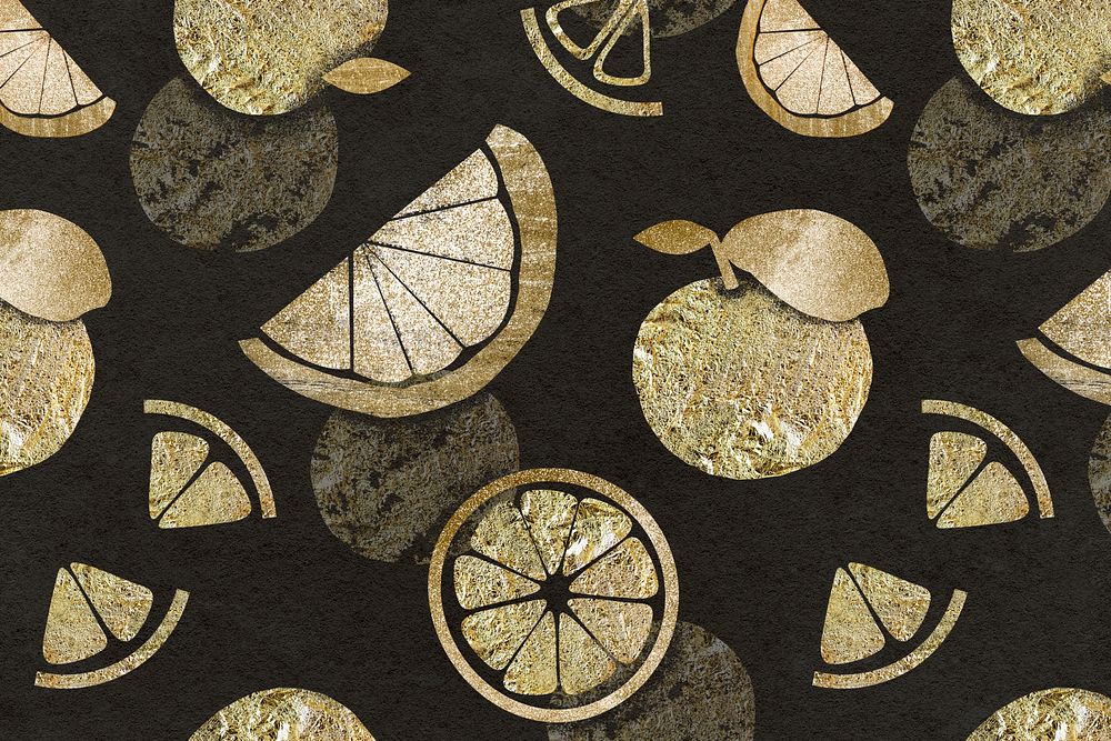 Glitter fruit pattern background, grapefruit in gold