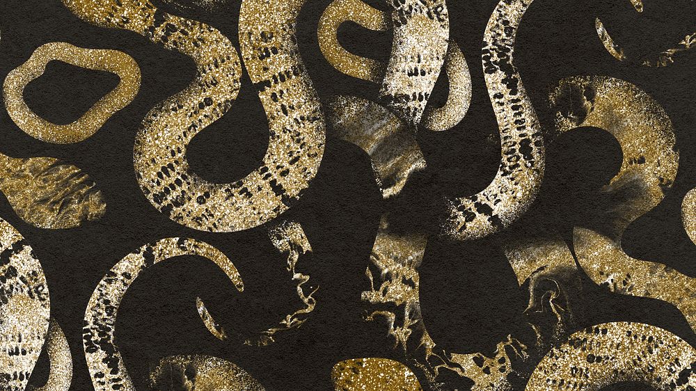 Gold snake pattern desktop wallpaper, animal glitter aesthetic