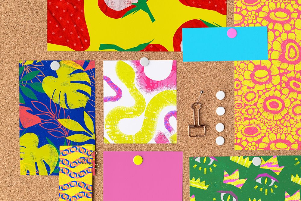 Colorful mood board, colorful abstract pattern, wall decor