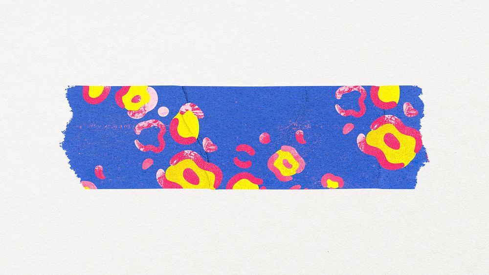 Blue funky washi tape clipart, leopard animal print pattern