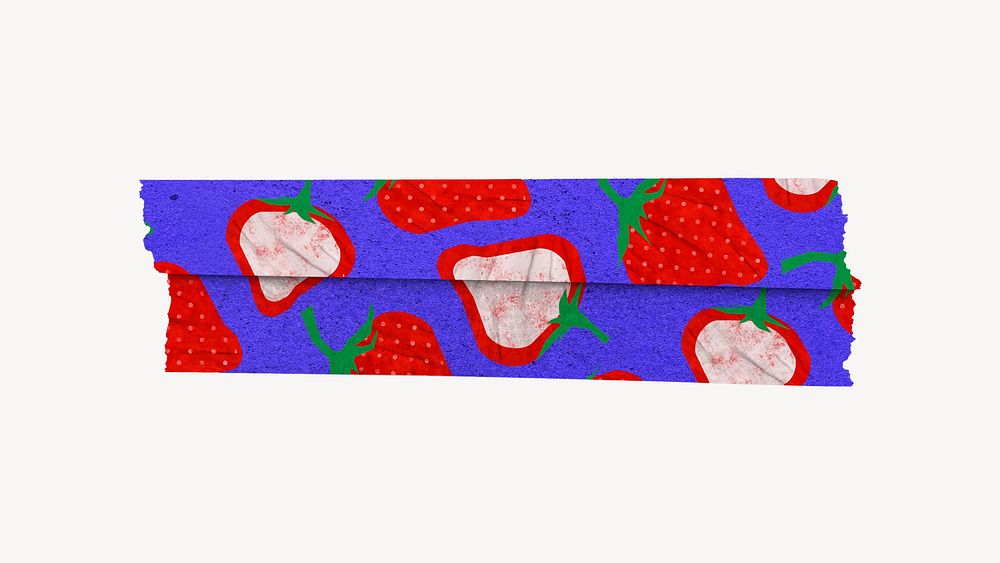 Strawberry pattern washi tape clipart, cute fruit vector