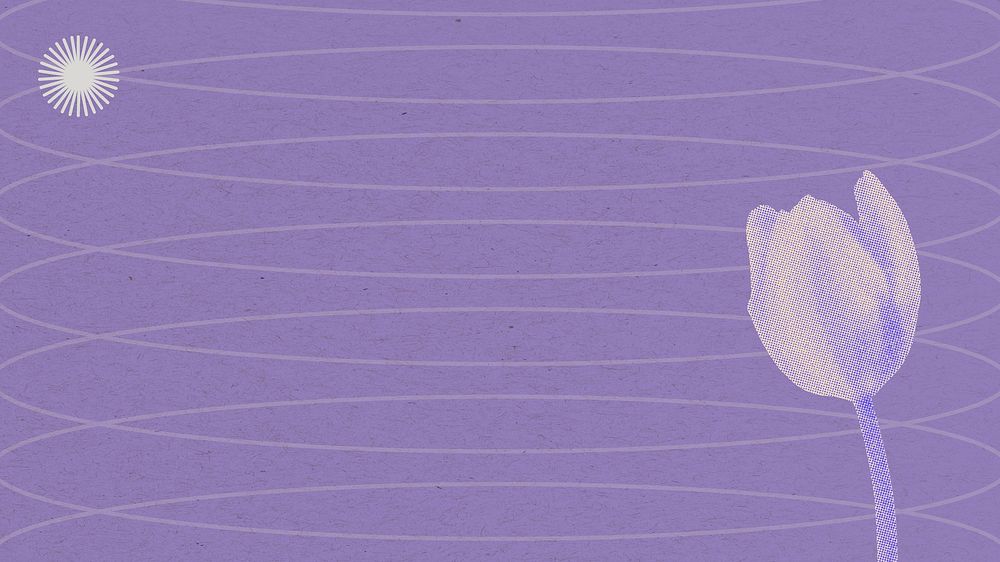Retro tulip desktop wallpaper, purple flower on rotating wire wallpaper, abstract modern design remix