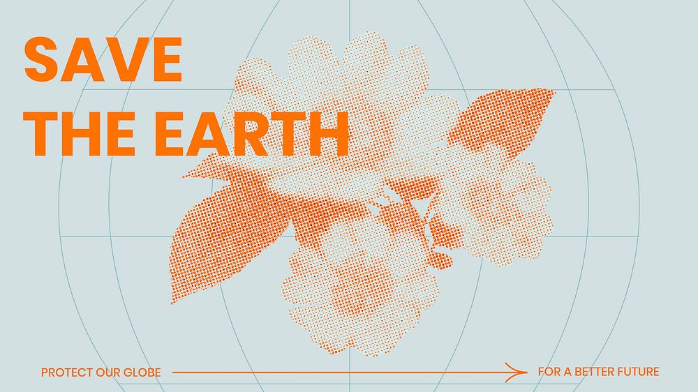 Botanical blog banner template, save the earth, retro modern aesthetic design vector