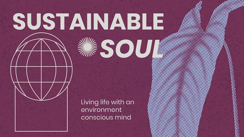 Botanical web banner template, sustainable soul, retro modern aesthetic halftone design vector