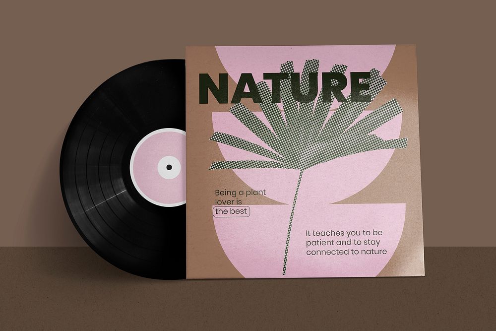 Vinyl record music album cover with retro modern nature design 