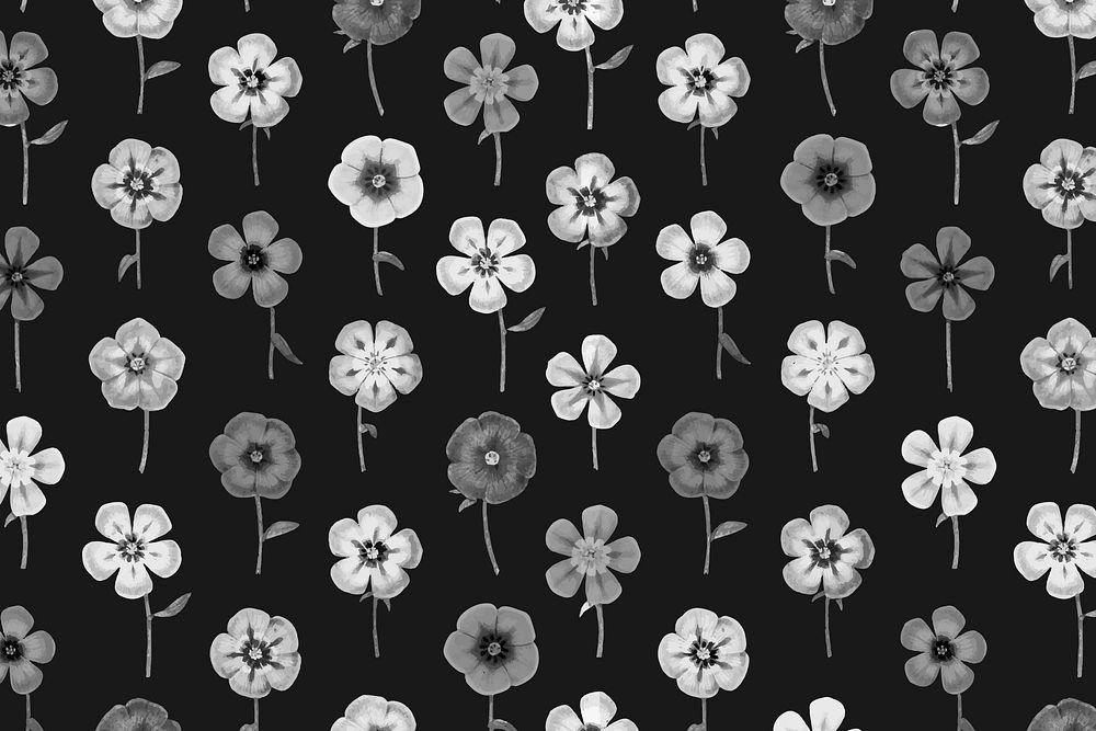 Black botanical pattern background, natural design vector, remixed from original artworks by Pierre Joseph Redout&eacute;