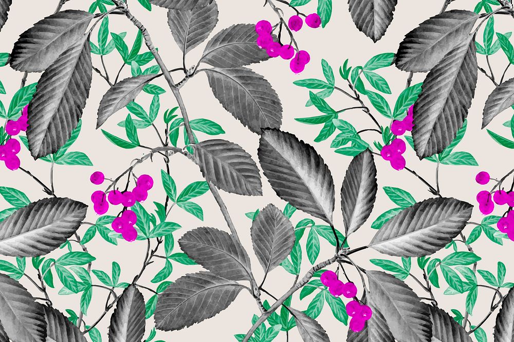 Botanical pattern background, leaf design vector, remixed from original artworks by Pierre Joseph Redout&eacute;